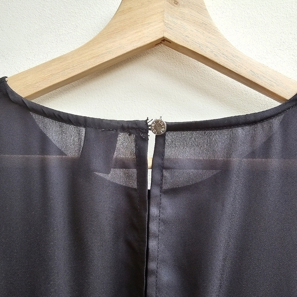 Ravel Black Faux Leather Dress with Sheer Neckline, Size Medium - Picture 5 of 12